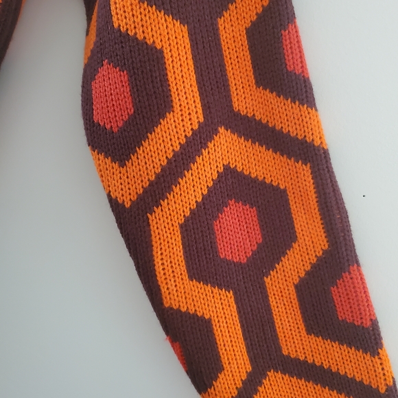 Men's Orange & Dark Brown Geometric Button-Up Sweater - Picture 6 of 13